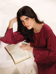 Ayra Solids by Garnet Stitched 2 Piece Collection'2025-Burgundy