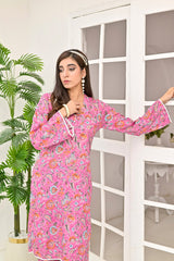 Silcot Stitched Summer Collection'2025-Blossom Grace ? Pink Floral Printed Lawn Kurta Set