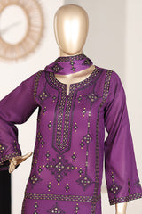 Khombi Stitched 3 Piece Summer Cotton Suit-Balochi-Purple