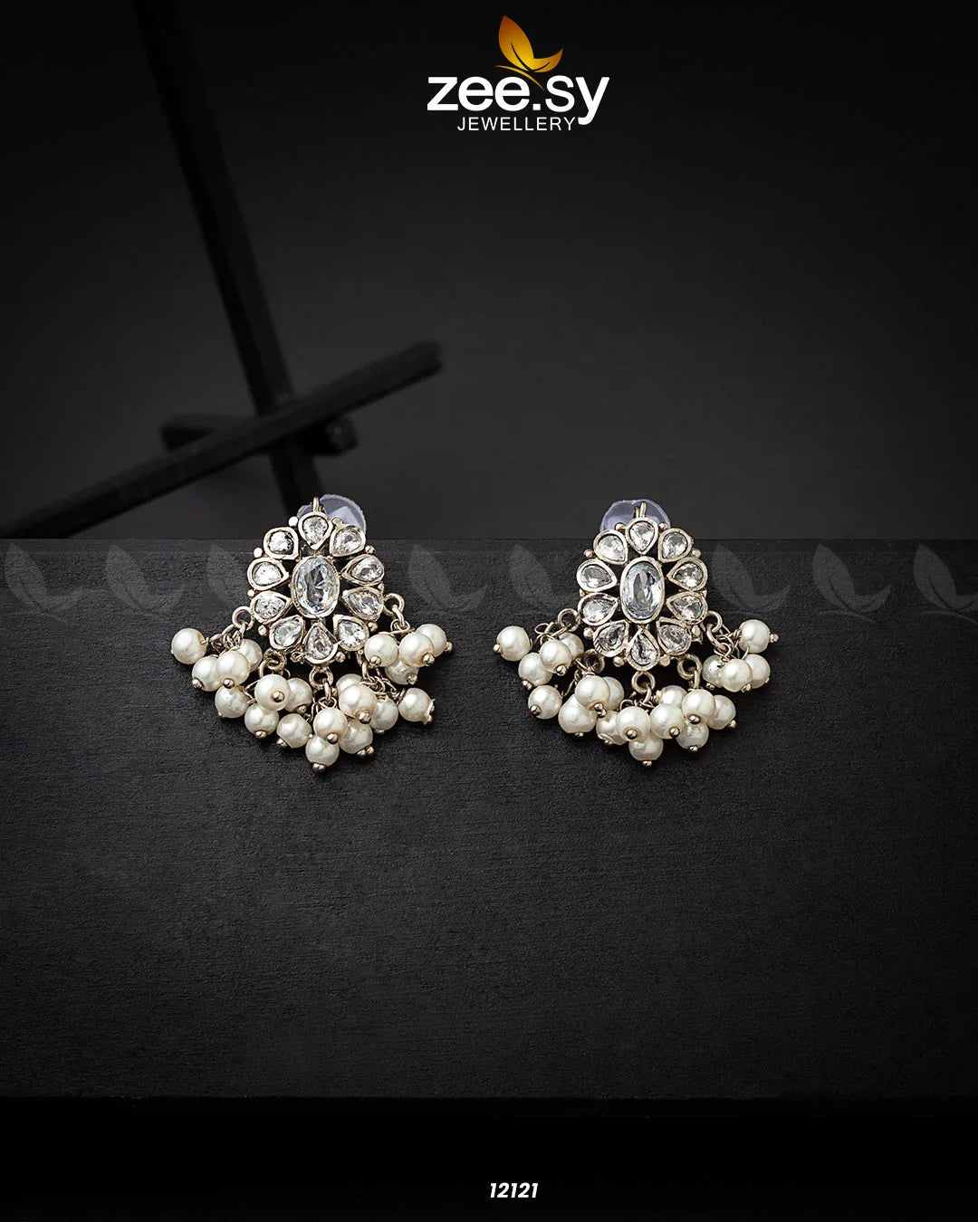 Beads Studs Earrings Silver - Zeesy Jewellery