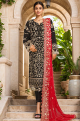 Bin Saeed Stitched 3 Piece Emb Chiffon Collection'2025-OMSC-1788-Black