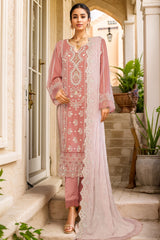 Bin Saeed Stitched 3 Piece Emb Chiffon Collection'2025-RTSC-1791-Pink