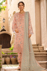 Bin Saeed Stitched 3 Piece Emb Lawn Frock Vol-02 Collection-SM-1623-Pink