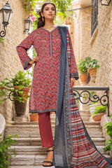 Bin Saeed Stitched 3 Piece Exc Printed Lawn Vol-03 Collection'2025-NSM-2270-Maroon