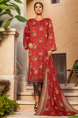 Bin Saeed Stitched 3 Piece Exclusive Printed Lawn Vol-09 Collection'2025-NSM-2243-Maroon