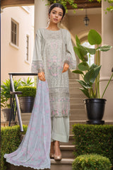Bin Saeed Stitched 3 Piece Luxe Self & Self Collection'2025-NSM-2220-Grey