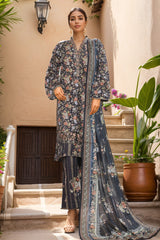 Bin Saeed Stitched 3 Piece Open Front Cutwork Kari Suit-SM-2118-Black