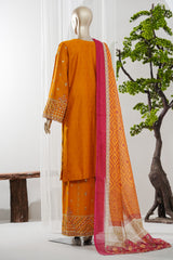 Bin Saeed Stitched 3 Piece Luxury Jacquard Vol-01 Suit-JAQ-2955-MUSTARD