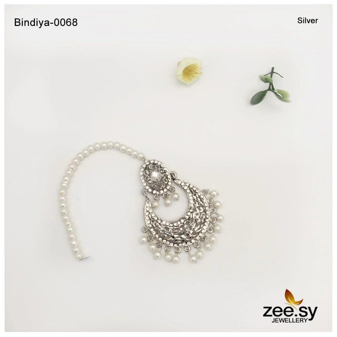 BINDIYA-0068 Silver Pearl - Zeesy Jewellery