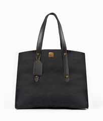 RTW Creation - Black suede multi compartment satchel bag