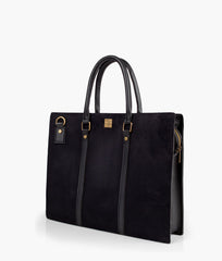 RTW Creation - Black suede laptop bag