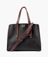RTW Creation - Black with burgundy multi compartment satchel bag