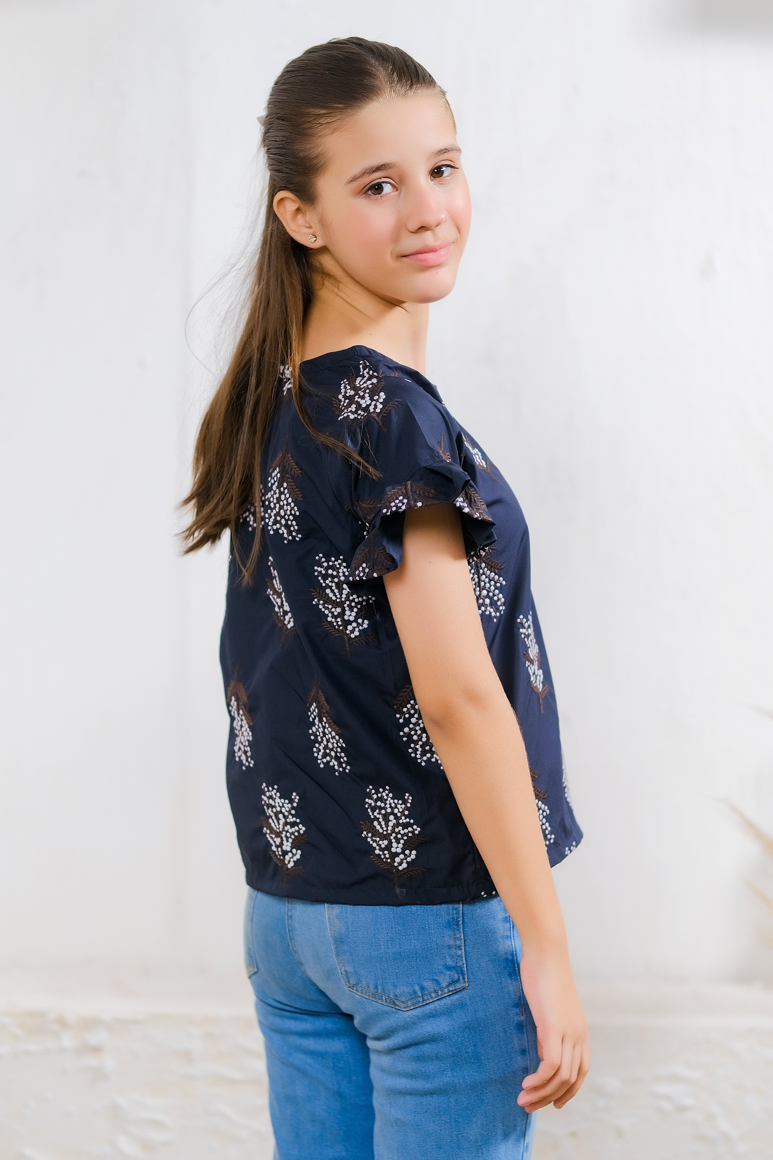 Sprinkles Stitched 1 Piece Summer Shirts Kids Collection'2025-Black & White Floral Print Top