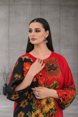 MG Casuals by Madiha Gohar Stitched Summer Collection'2026-Eclipse - Black & Red Floral Kaftan