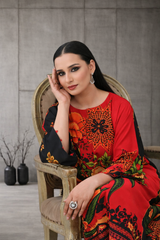 MG Casuals by Madiha Gohar Stitched Summer Collection'2026-Eclipse - Black & Red Floral Kaftan