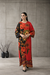 MG Casuals by Madiha Gohar Stitched Summer Collection'2026-Eclipse - Black & Red Floral Kaftan