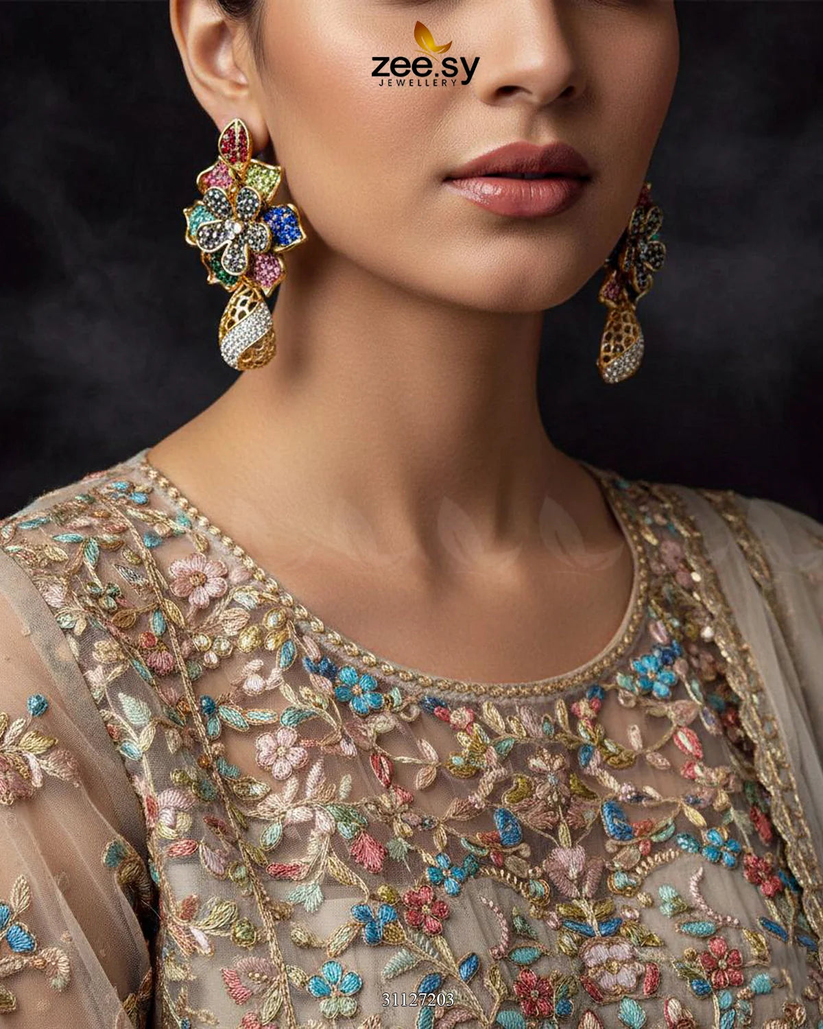 Blossom Cubic Stone Earrings - Zeesy Jewellery