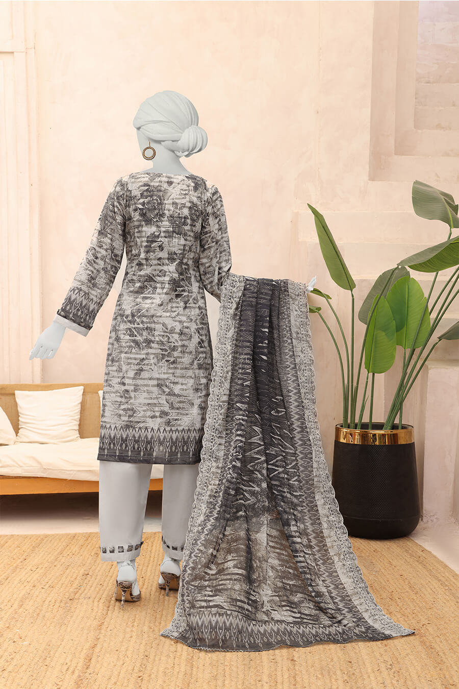 Almeerah Unstitched 3 Piece Emb Cutwork Lawn Vol-03 Collection'2025-Bone White Grace