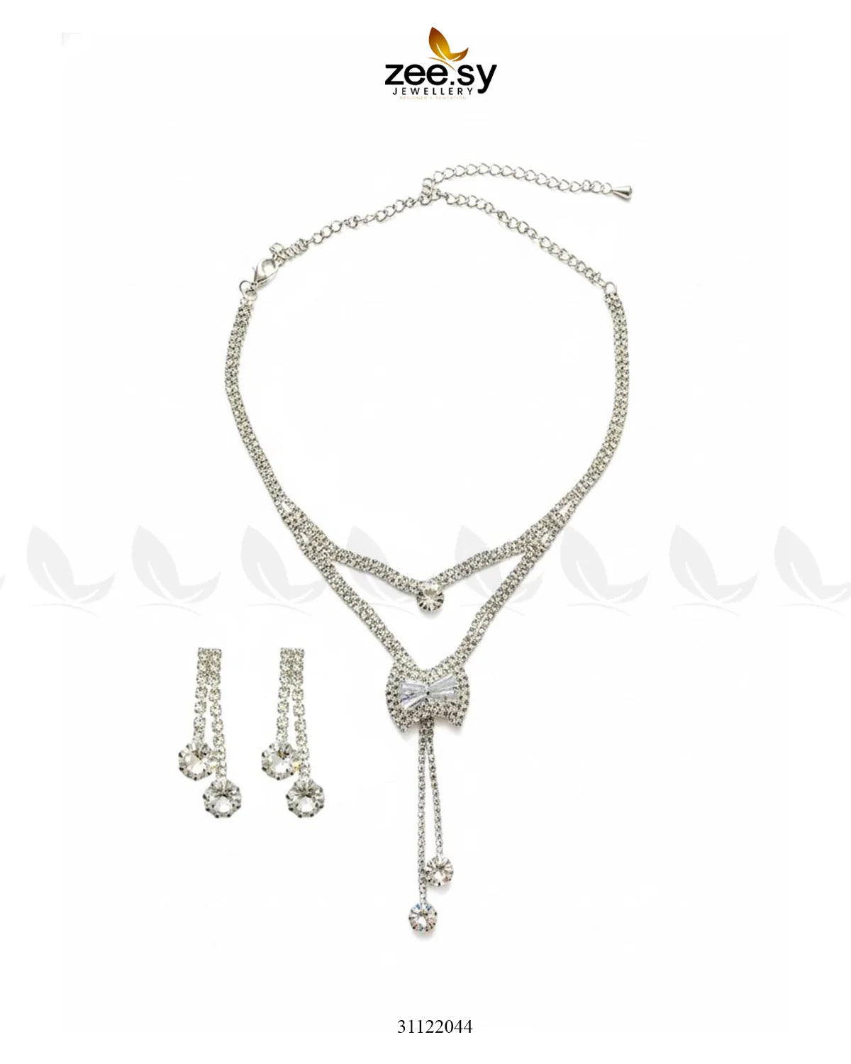 Brilliant Ribbon Drape Necklace Set - Zeesy Jewellery