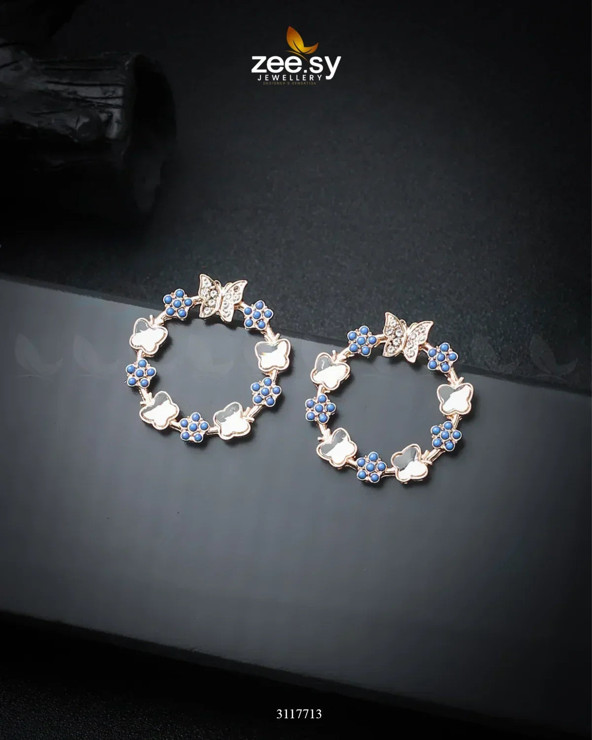Butterfly Bush Earrings Blue - Zeesy Jewellery