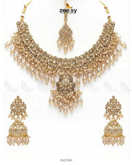 Shahi Qatra CutStone Bridal Set Champagne - Zeesy Jewellery