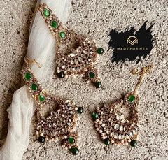 Made For Her-Aura Earrings & Tikka Set - KWA1004