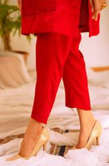 Zaaviay Stitched Organza Collection carmine (Two Piece)