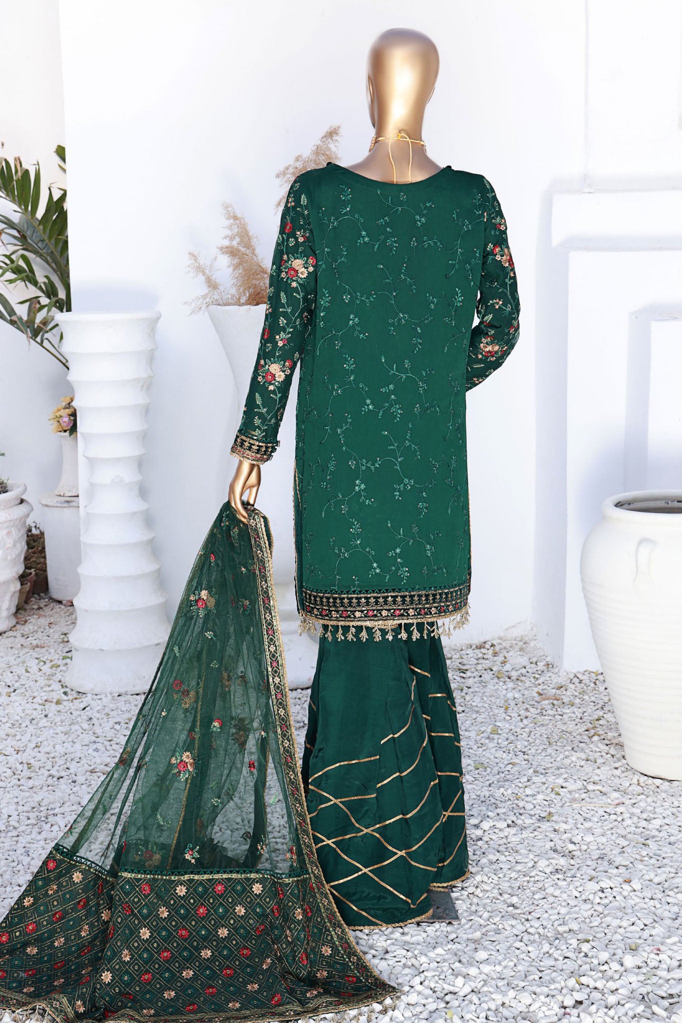 Cortesia By HZ Unstitched 3 Piece Chiffon Luxury Formals Collection'2024-CC-01-Emerald