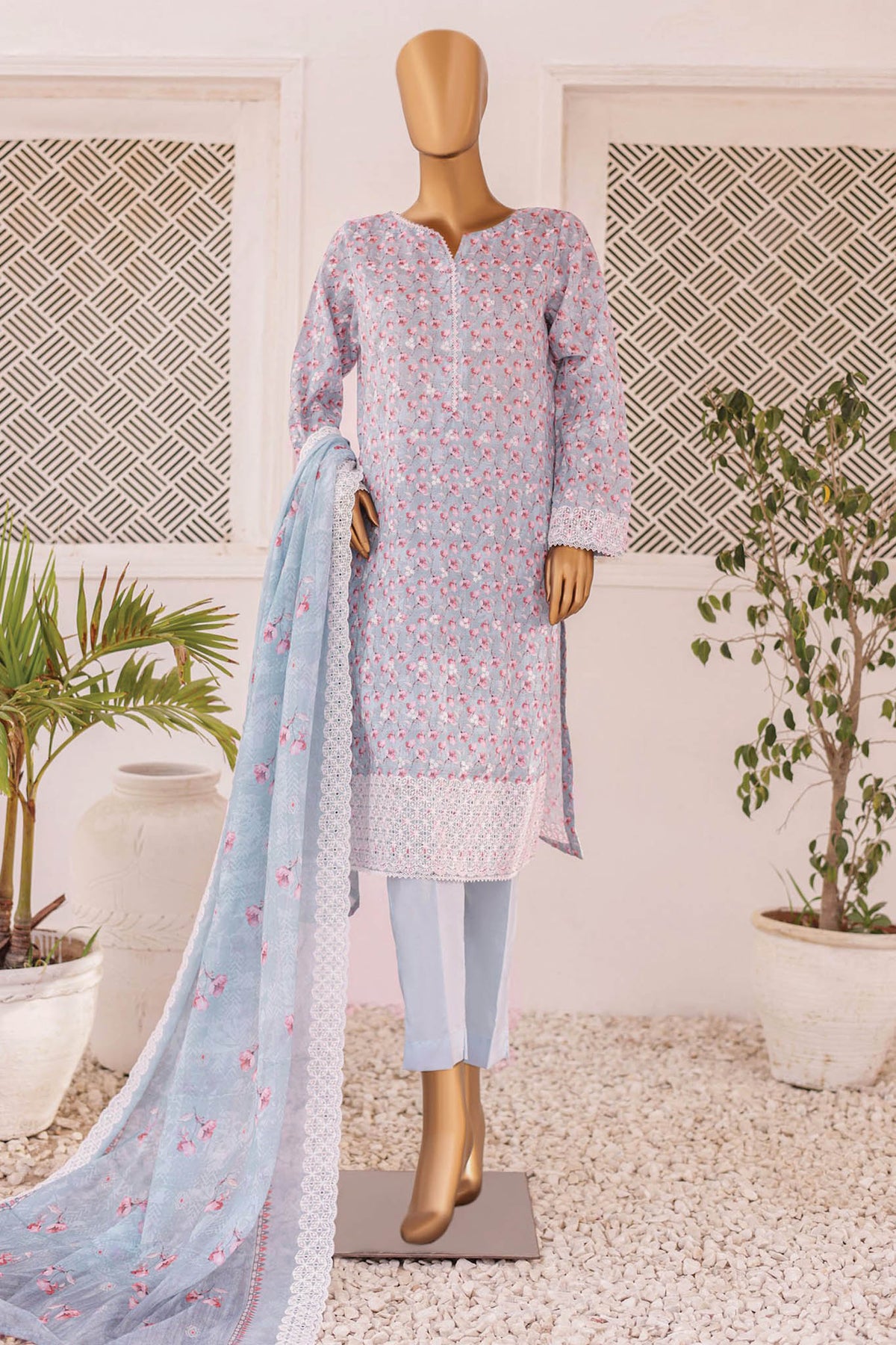 HZ Unstitched 3 Piece Emb Chikankari Lawn Collection'2024-CEC-721