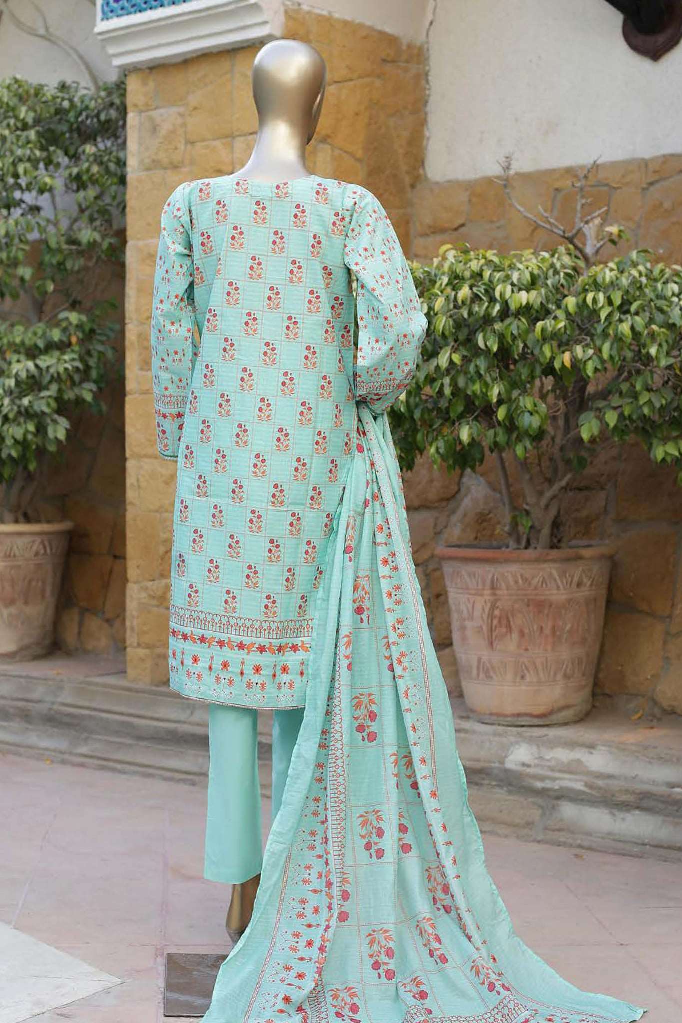 Affifa by Bin Saeed Stitched 3 Piece Embroidered Lawn Vol-02 Collection'2023-CF-0018-Ferozi