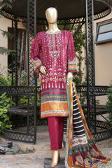 Affifa by Bin Saeed Stitched 3 Piece Embroidered Lawn Vol-02 Collection'2023-CF-0040-Red