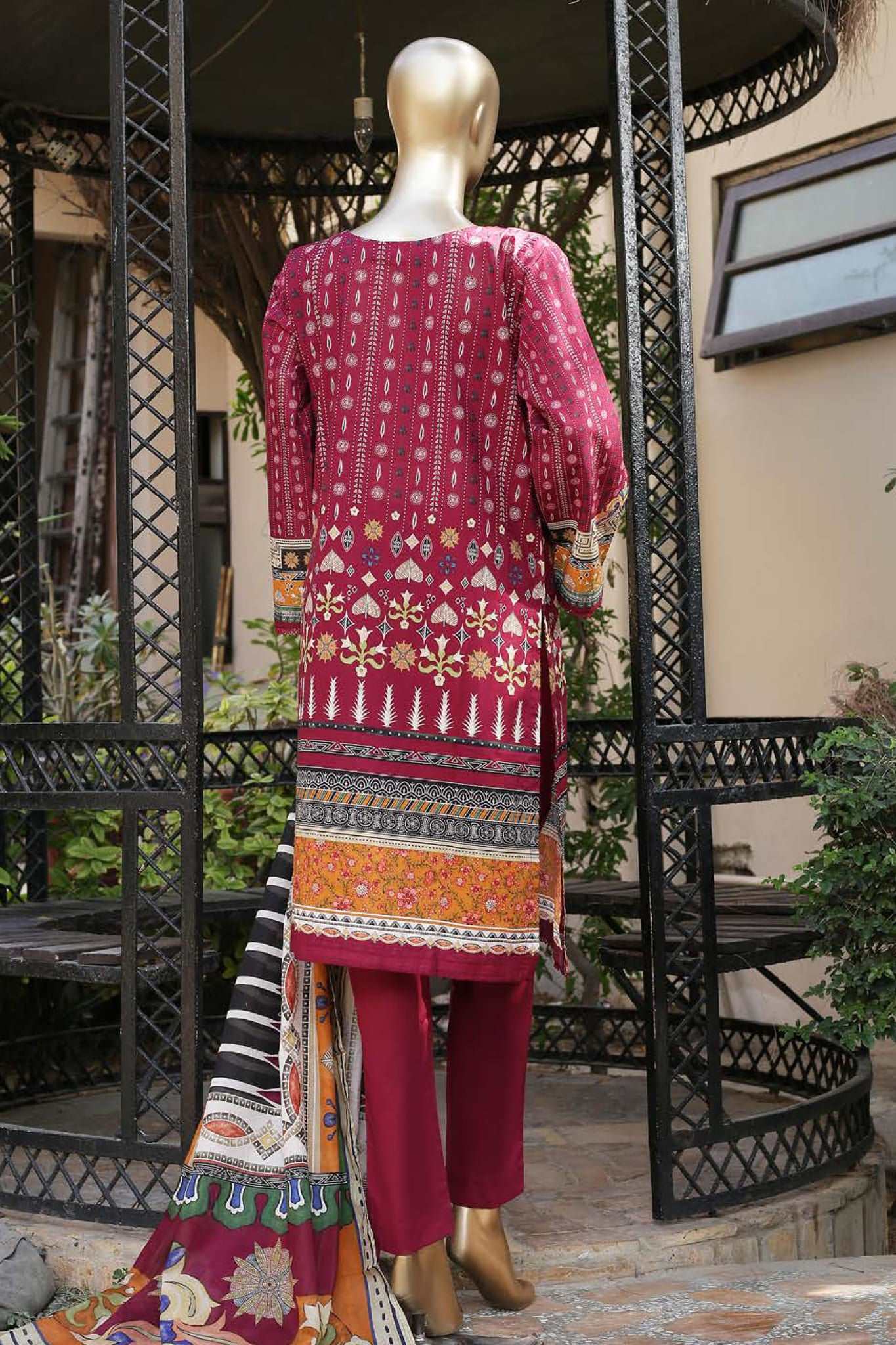 Affifa by Bin Saeed Stitched 3 Piece Embroidered Lawn Vol-02 Collection'2023-CF-0040-Red