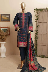 Affifa by Bin Saeed Stitched 3 Piece Embroidered Lawn Vol-02 Collection'2023-CF-0051-Blue