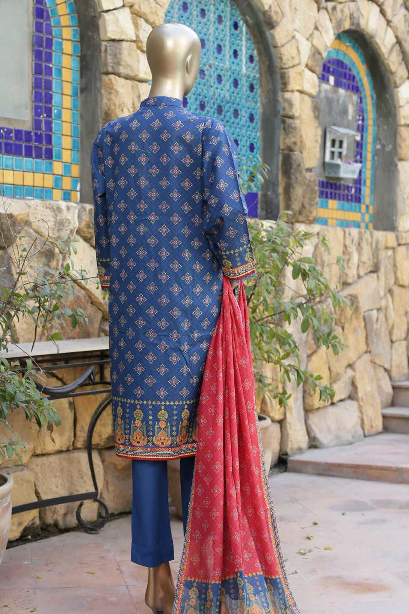 Affifa by Bin Saeed Stitched 3 Piece Embroidered Lawn Vol-02 Collection'2023-CF-0065-Blue