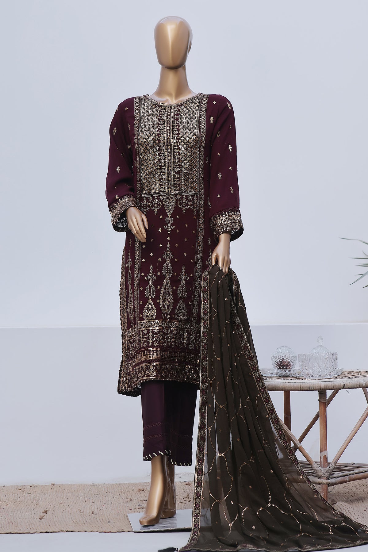 Afsany By Sada Bahar Stitched 3 Piece Luxury Formals Chiffon Vol-09 Collection'2024-CF-01-Falsa