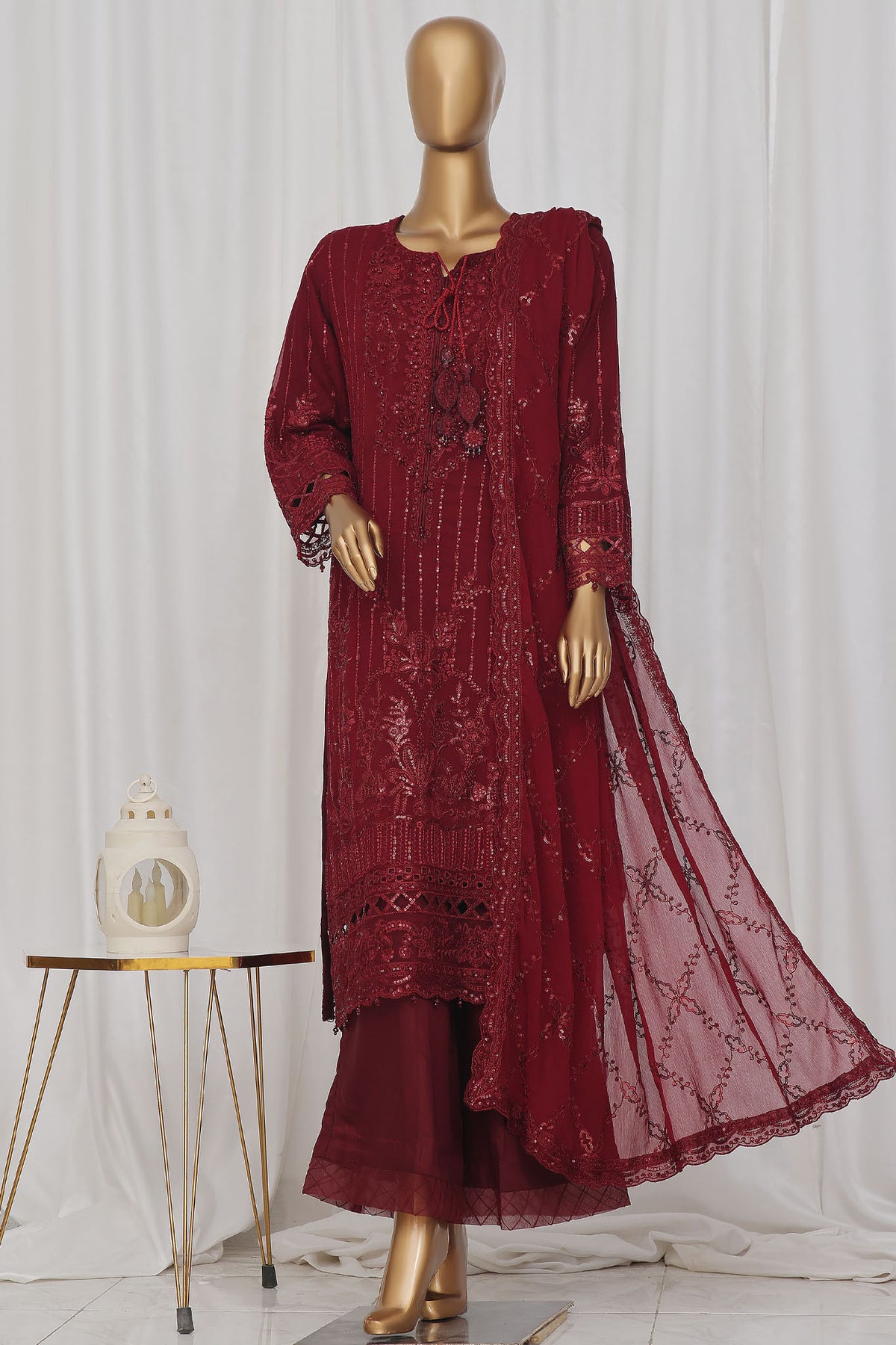 Afsany By Sada Bahar Stitched 3 Piece Luxury Formals Chiffon Vol-10 Collection'2024-CF-04-Maroon