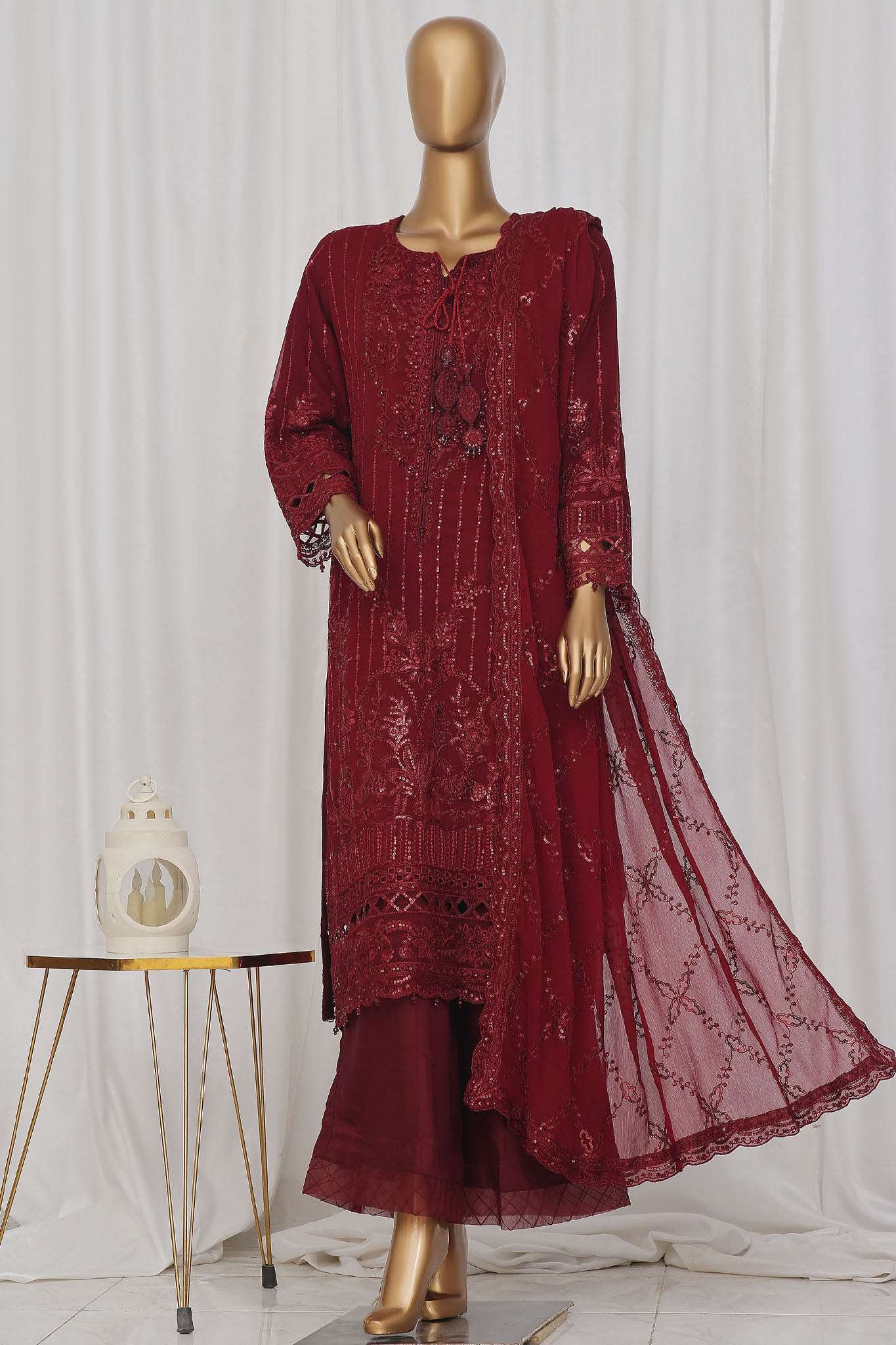 Afsany By Sada Bahar Stitched 3 Piece Luxury Formals Chiffon Vol-10 Collection'2024-CF-04-Maroon