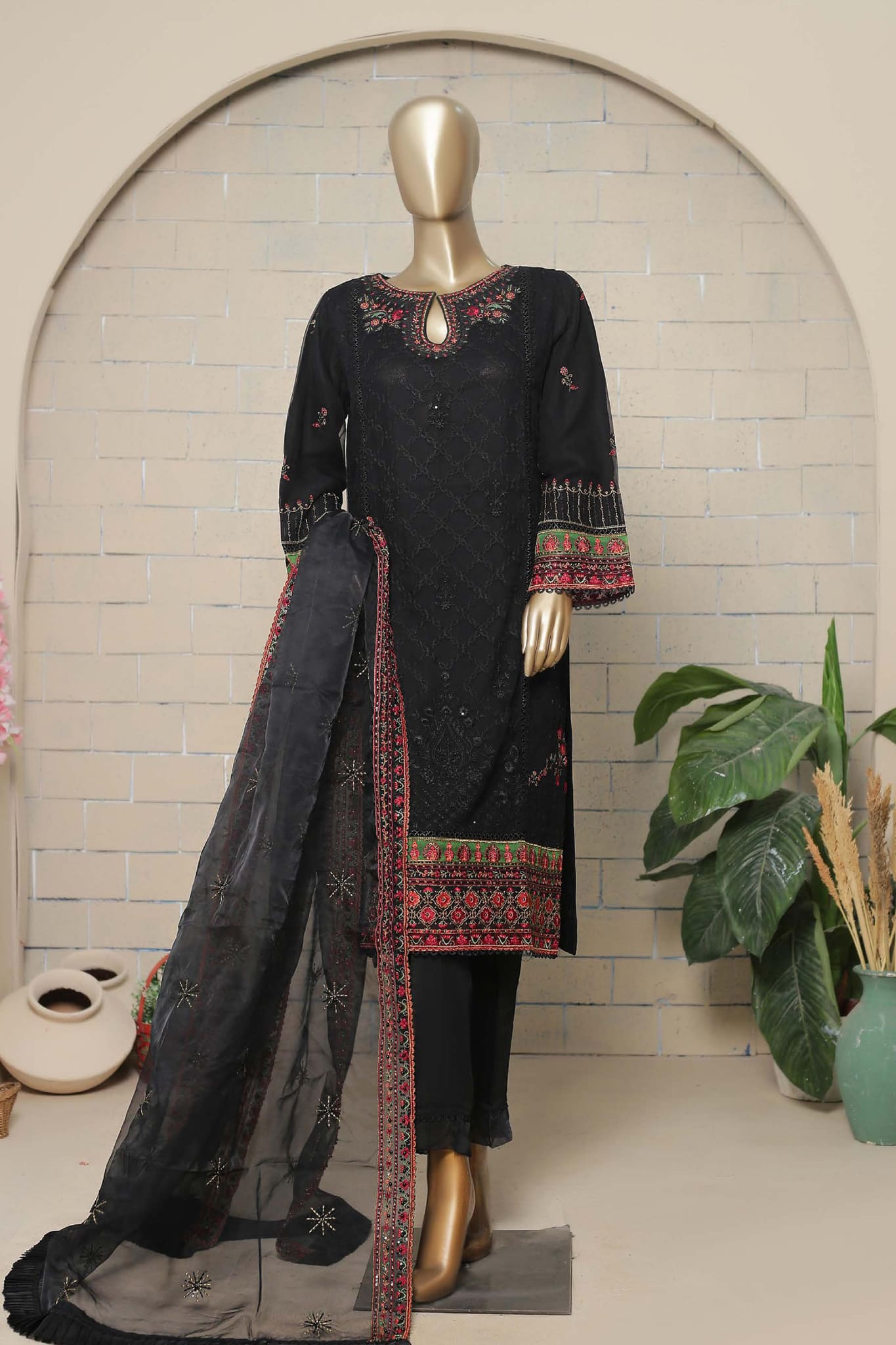 Bin Saeed Stitched 3 Piece Embroidered Chiffon Collection'2023-ASPC-01 ...