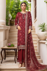 Cira Luxe By Sada Bahar Stitched 3 Piece Chiffon Formals Suit-CIRA-Maroon