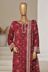 Cira Luxe By Sada Bahar Stitched 3 Piece Chiffon Formals Suit-CIRA-Maroon