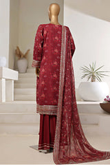 Cira Luxe By Sada Bahar Stitched 3 Piece Chiffon Formals Suit-CIRA-Maroon