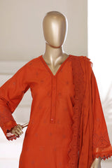 Sada Bahar Stitched 3 Piece Chikankari 3D Laser Work Suit-CK-01 RUST