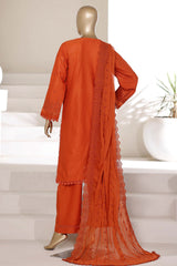 Sada Bahar Stitched 3 Piece Chikankari 3D Laser Work Suit-CK-01 RUST