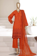 Sada Bahar Stitched 3 Piece Chikankari 3D Laser Work Suit-CK-01 RUST