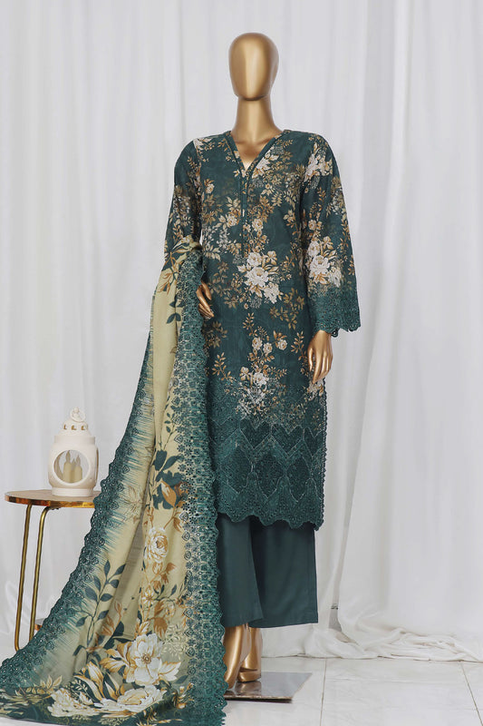 Sada Bahar Stitched 3 Piece Laser Cutwork Chikankari Vol-02 Collection'2024-CK-18-Green