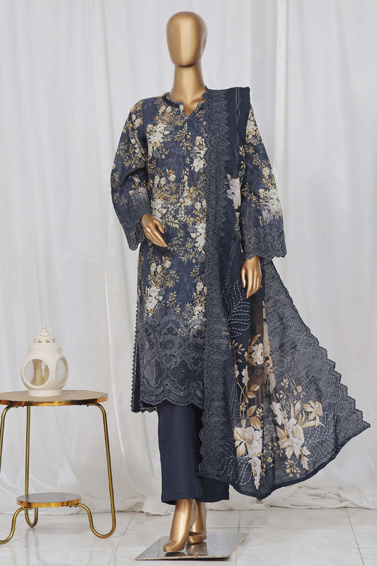 Sada Bahar Stitched 3 Piece Laser Cutwork Chikankari Vol-02 Collection'2024-CK-19-Navy Blue