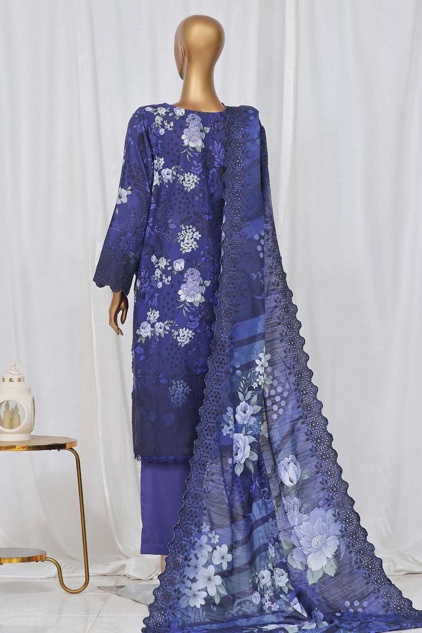 Sada Bahar Stitched 3 Piece Laser Cutwork Chikankari Vol-02 Collection'2024-CK-23-Blue