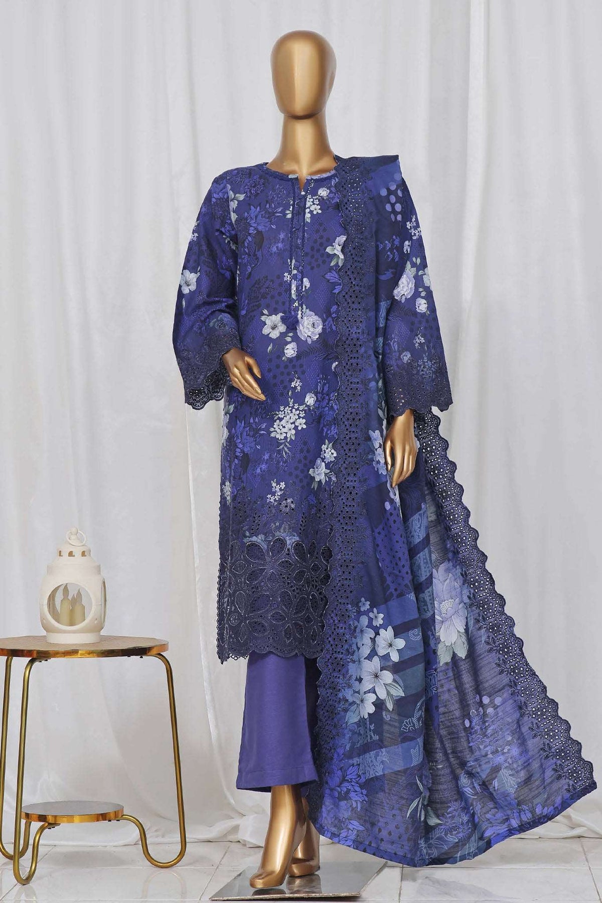 Sada Bahar Stitched 3 Piece Laser Cutwork Chikankari Vol-02 Collection'2024-CK-23-Blue