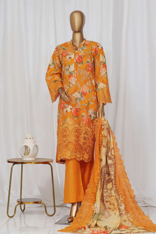 Sada Bahar Stitched 3 Piece Laser Cutwork Chikankari Vol-02 Collection'2024-CK-24-Orange