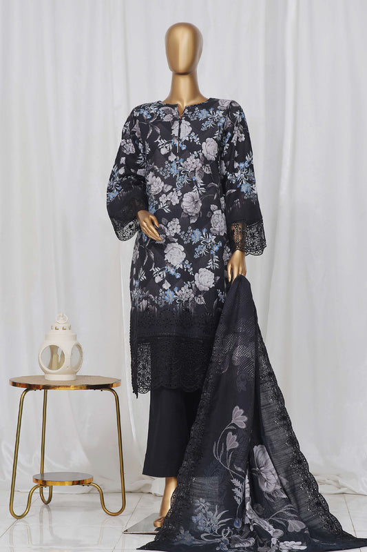 Sada Bahar Stitched 3 Piece Laser Cutwork Chikankari Vol-02 Collection'2024-CK-25-Black